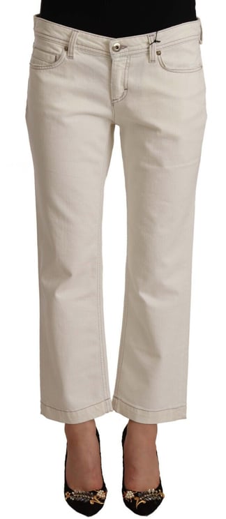 Dolce & Gabbana Dolce & Gabbana Off White Cotton Flared Cropped Denim Jeans
