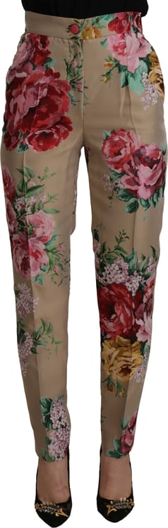 Dolce & Gabbana Dolce & Gabbana Beige Floral Dress Formal High Waist Pants