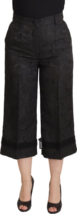 Dolce & Gabbana Dolce & Gabbana Black Brocade Cropped High Waist Pants