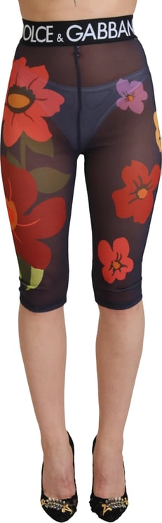 Dolce & Gabbana Dolce & Gabbana Black Floral Leggings Stretch Waist Pants
