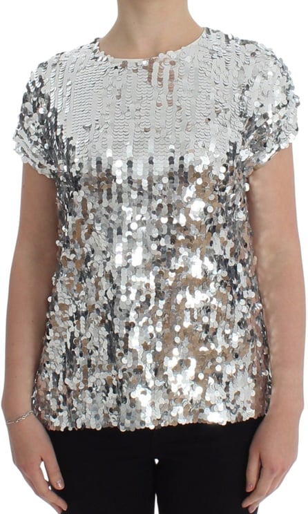 Dolce & Gabbana Dolce & Gabbana Silver Sequined Crewneck Blouse T-shirt Top