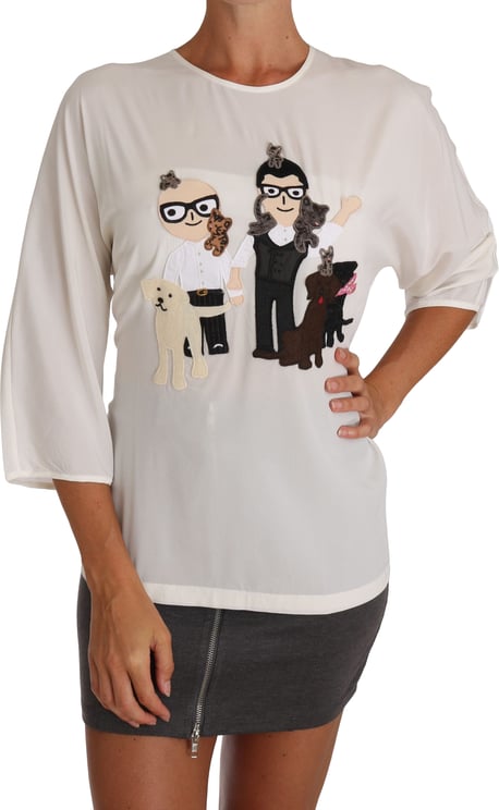Dolce & Gabbana Dolce & Gabbana White Silk #dgfamily Blouse T-shirt