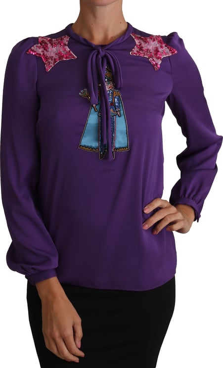Dolce & Gabbana Dolce & Gabbana Purple Blouse Prince Fairy Tale Embellished Top