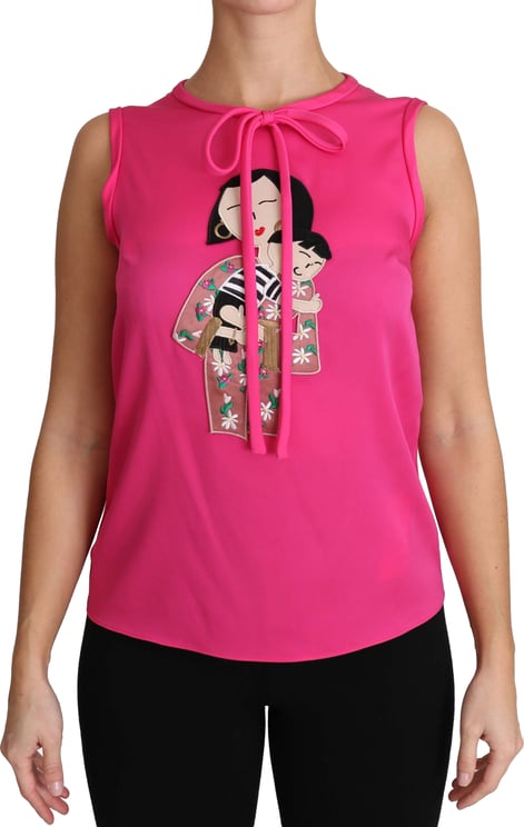 Dolce & Gabbana Dolce & Gabbana Pink Family Silk Tank Mama Blouse Top Shirt