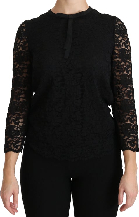 Dolce & Gabbana Dolce & Gabbana Black Lace Long Sleeve Nylon Blouse