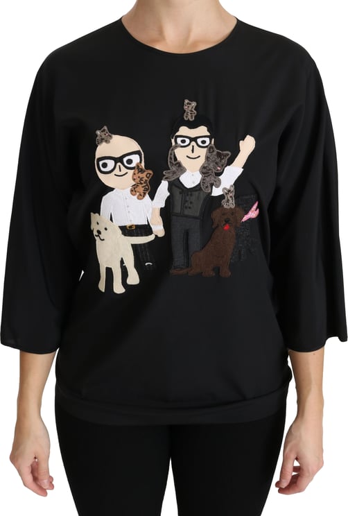 Dolce & Gabbana Dolce & Gabbana Black #dgfamily Top T-shirt Silk Blouse