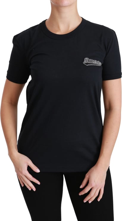 Dolce & Gabbana Dolce & Gabbana Blue Amore Patch Crewneck Cotton Top T-shirt