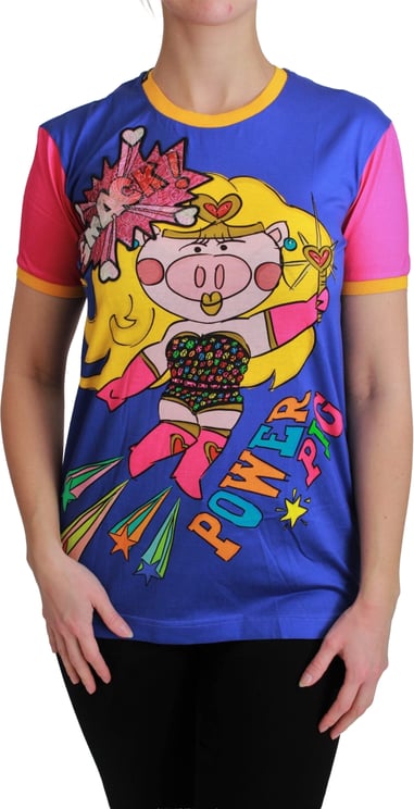 Dolce & Gabbana Dolce & Gabbana Purple PIG SUPERGIRL Top Cotton T-shirt