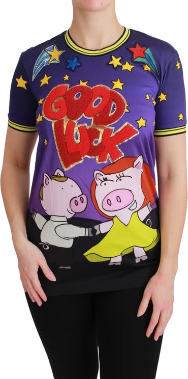 Dolce & Gabbana Dolce & Gabbana Purple YEAR OF THE PIG Top Cotton T-shirt