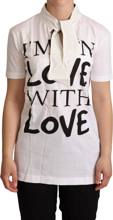 Dolce & Gabbana Dolce & Gabbana White Cotton Silk I'm In Love Top T-shirt
