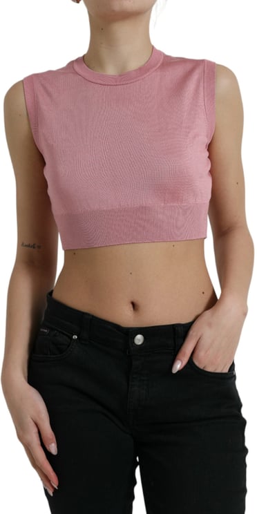 Dolce & Gabbana Dolce & Gabbana Pink Crew Neck Cropped Sleeveless Tank Top