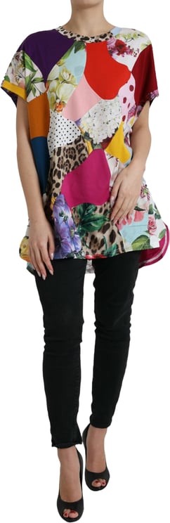 Dolce & Gabbana Dolce & Gabbana Multicolor Patchwork Cotton Silk Blouse Top