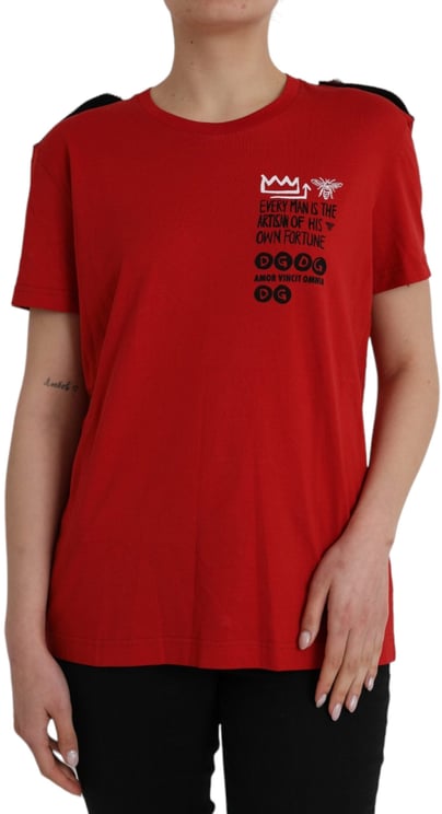 Dolce & Gabbana Dolce & Gabbana Red Cotton Graphic Print Crew Neck T-shirt