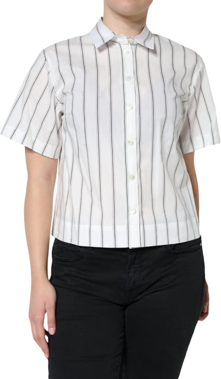 Dolce & Gabbana Dolce & Gabbana White Striped Collared Short Sleeve Polo Top
