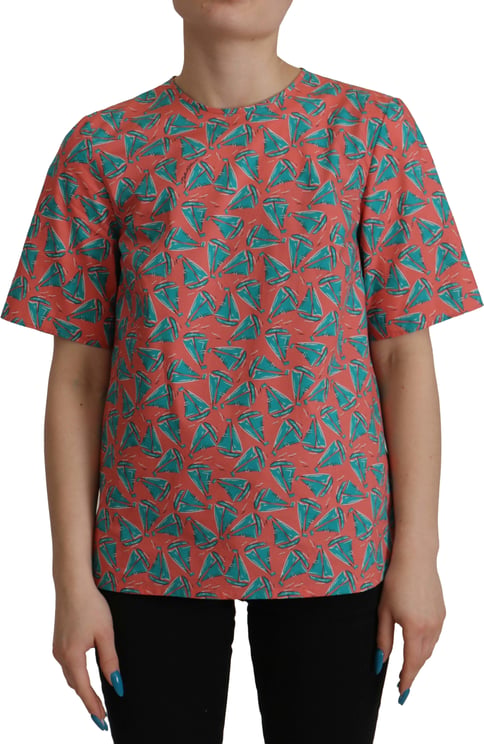 Dolce & Gabbana Dolce & Gabbana Pink Sail Boat Print Cotton T-shirt
