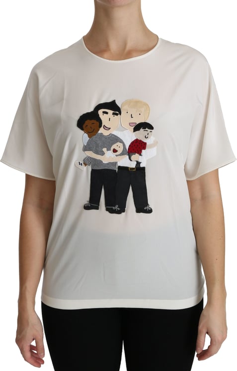 Dolce & Gabbana Dolce & Gabbana White #dgfamily Patch Short Sleeve Blouse Top