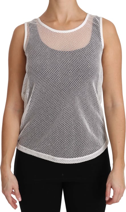 Dolce & Gabbana Dolce & Gabbana White Net  Transparent Sleeveless Tank Top