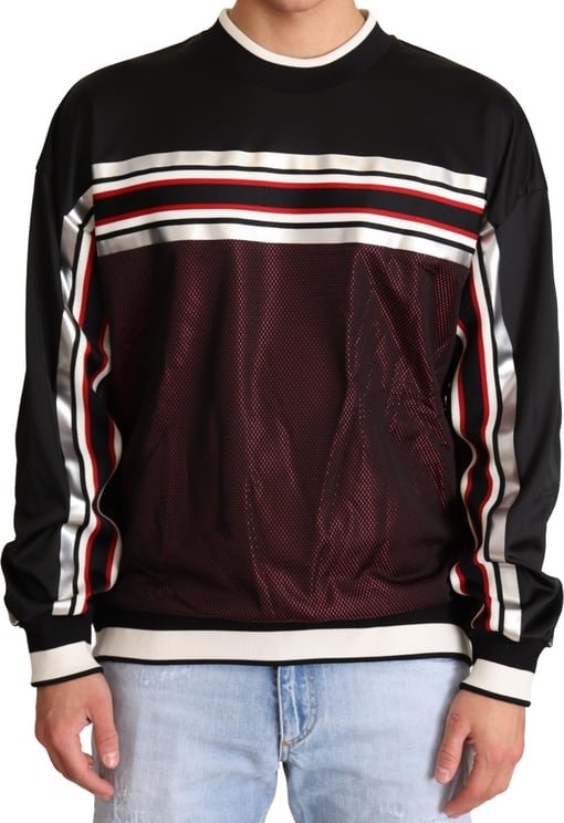 Dolce & Gabbana Dolce & Gabbana Black Red Mesh Sport Pullover Crewneck Sweater