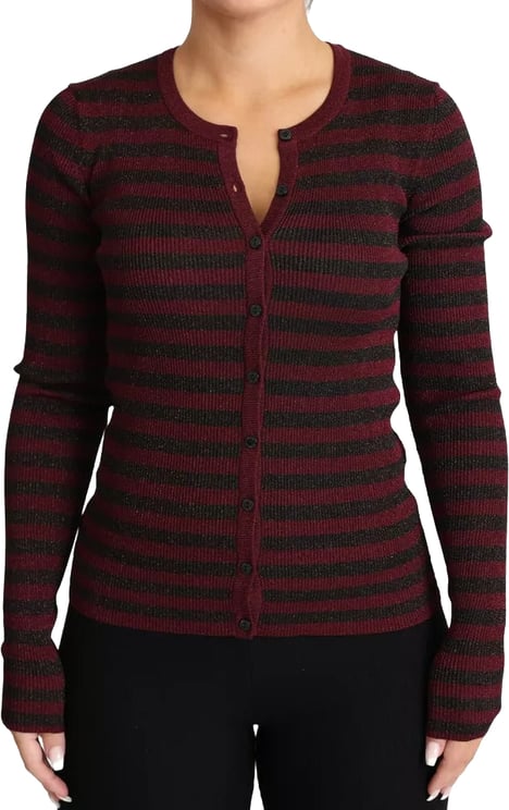 Dolce & Gabbana Dolce & Gabbana Black Red Striped Womens Cardigan Sweater