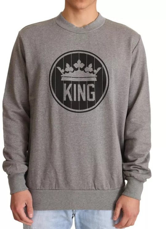Dolce & Gabbana Dolce & Gabbana Gray Crown King Cotton Pullover Sweater