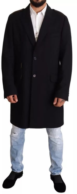 Dolce & Gabbana Dolce & Gabbana Blue Trench Coat Long Wool Stretch Jacket