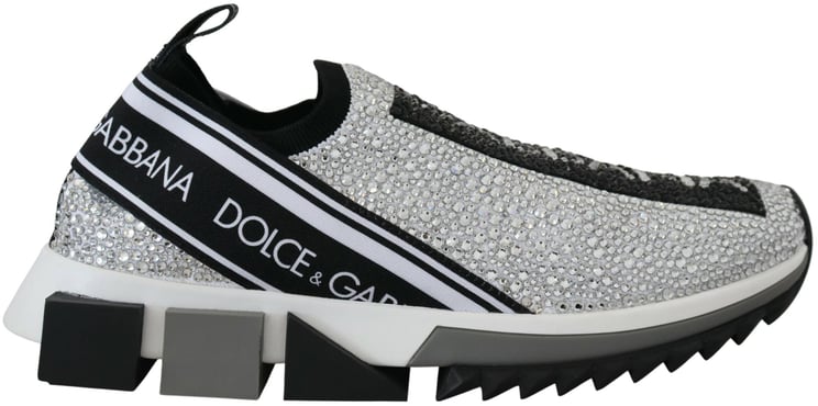 Dolce & Gabbana Dolce & Gabbana Silver Rhinestones Sorrento Sneakers Shoes
