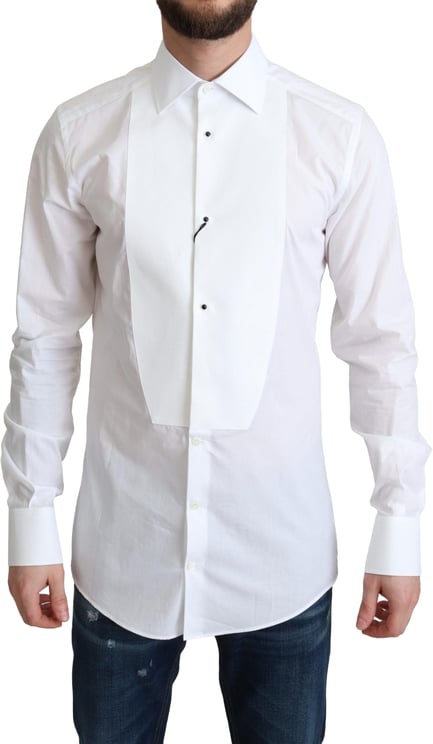 Dolce & Gabbana Dolce & Gabbana White Bib Cotton Poplin Men Formal Shirt