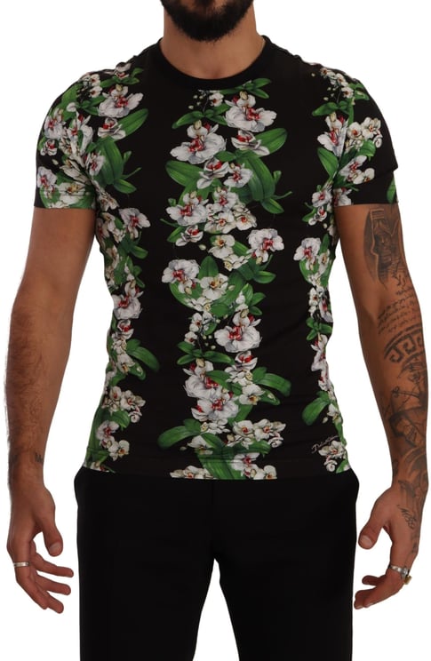 Dolce & Gabbana Dolce & Gabbana Black Floral Print Crewneck T-shirt