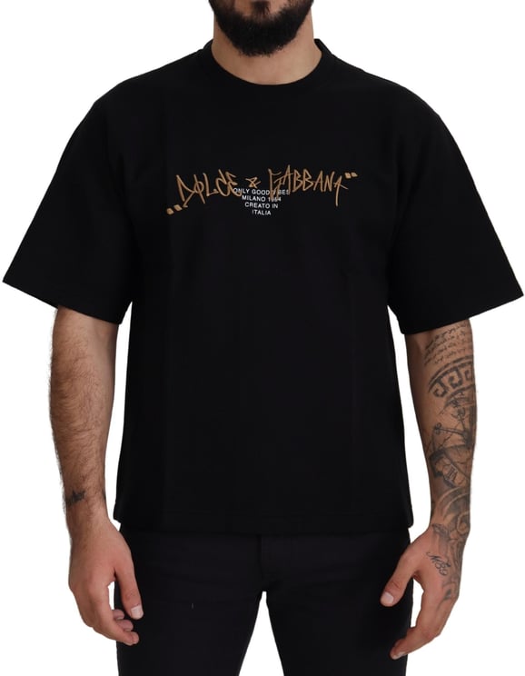 Dolce & Gabbana Dolce & Gabbana Black Logo Cotton Crewneck T-shirt
