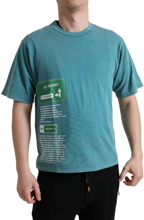 Dolce & Gabbana Dolce & Gabbana Blue Cotton Milano Street Round Neck T-shirt