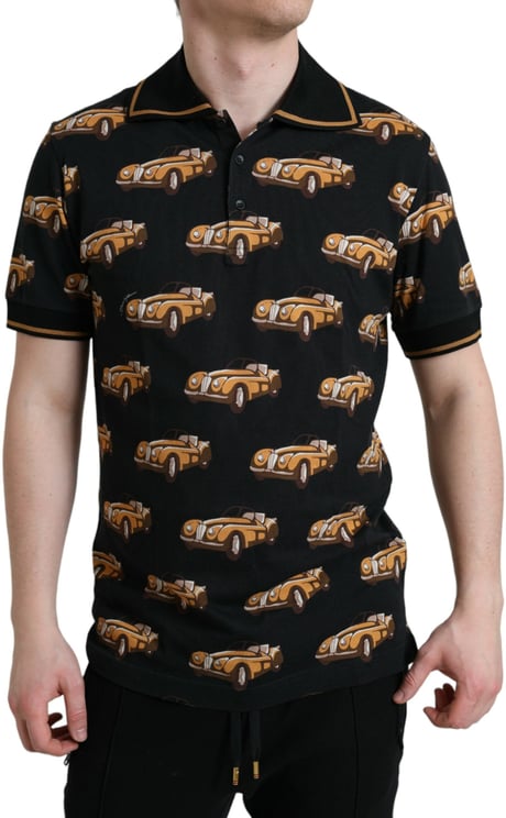 Dolce & Gabbana Dolce & Gabbana Black Car Print Short Sleeve Polo T-shirt