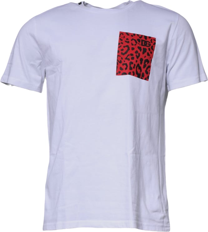 Dolce & Gabbana Dolce & Gabbana White Red Leopard Cotton Crew Neck T-shirt