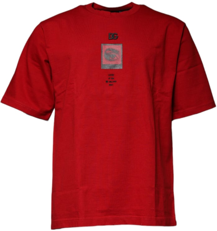 Dolce & Gabbana Dolce & Gabbana Red DG Eye Cotton Crew Neck T-shirt