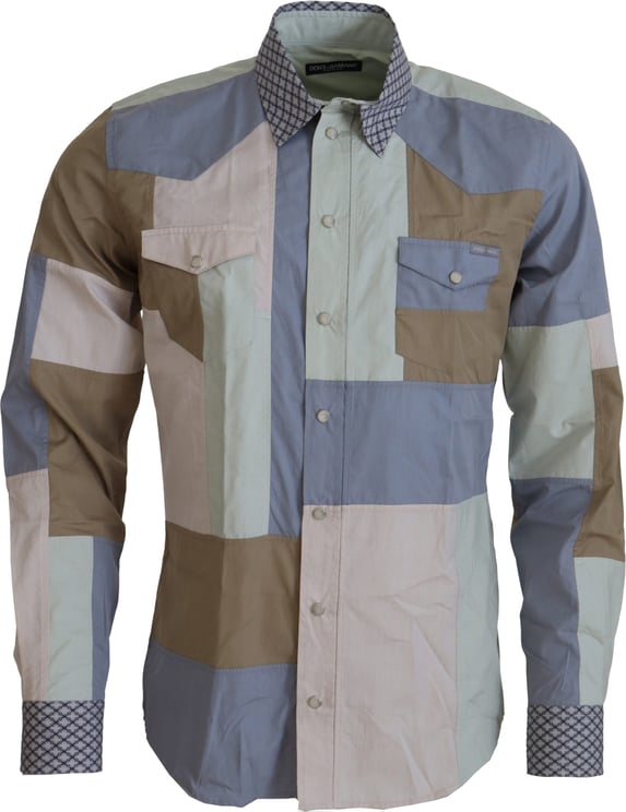 Dolce & Gabbana Dolce & Gabbana Multicolor Cotton Patchwork Slim Shirt