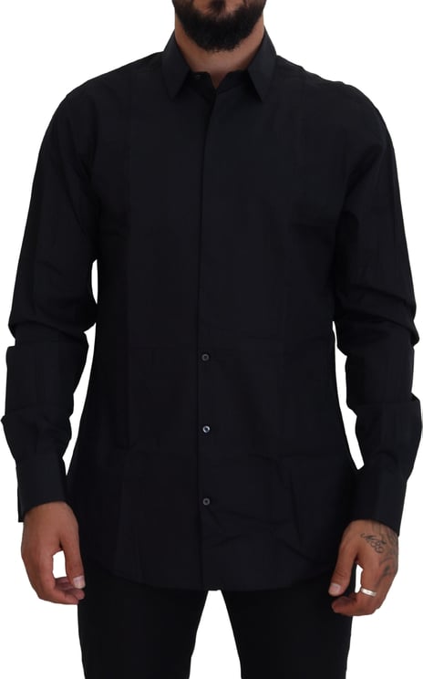 Dolce & Gabbana Dolce & Gabbana Black Gold Cotton Slim Fit Dress Mens Shirt