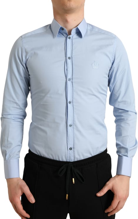 Dolce & Gabbana Dolce & Gabbana Sky Blue Cotton Men Formal GOLD Dress Shirt