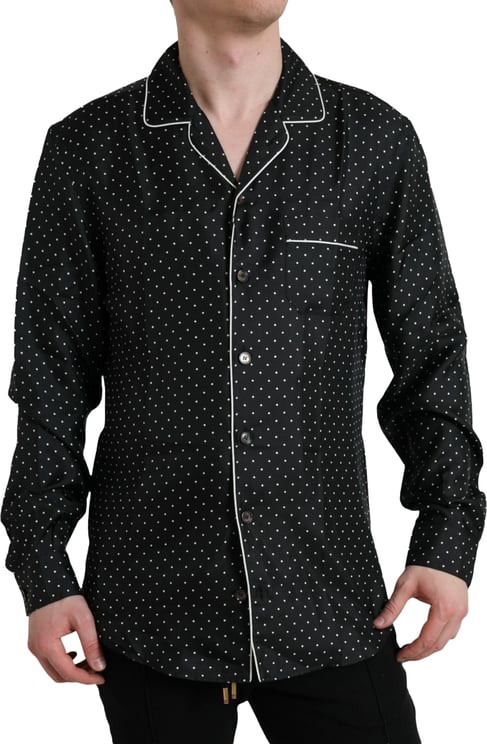 Dolce & Gabbana Dolce & Gabbana Black Polka Dot Silk Long Sleeve Shirt