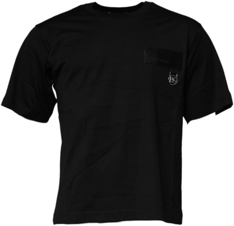 Dolce & Gabbana Dolce & Gabbana Black Logo Patch Cotton Crew Neck T-shirt