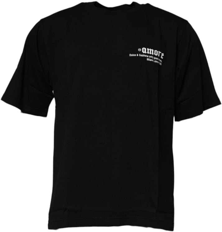 Dolce & Gabbana Dolce & Gabbana Black Amore Leopard Cotton Crew Neck T-shirt