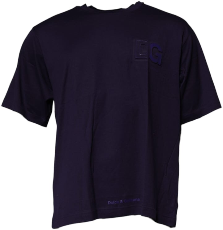 Dolce & Gabbana Dolce & Gabbana Navy Blue DG Logo Cotton Crew Neck T-shirt