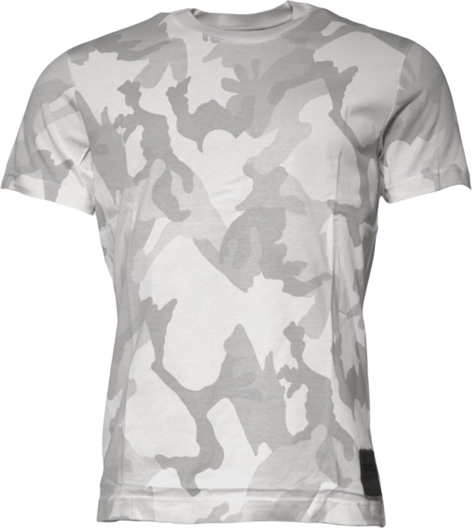 Dolce & Gabbana Dolce & Gabbana White Gray Camouflage Cotton Crew Neck T-shirt
