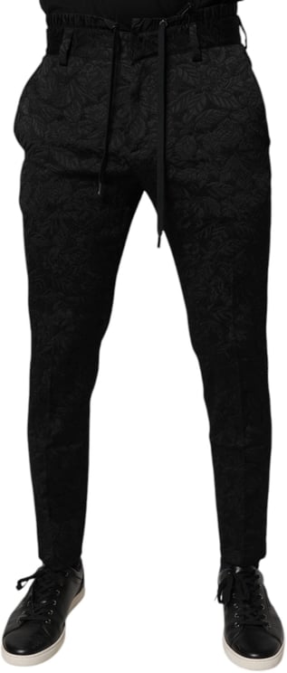 Dolce & Gabbana Dolce & Gabbana Black Brocade Polyester Skinny Dress Pants