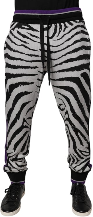 Dolce & Gabbana Dolce & Gabbana Black White Zebra Men Jogger Sweatpants Pants