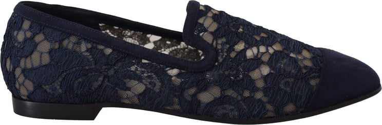 Dolce & Gabbana Dolce & Gabbana Blue Floral Lace Slip Ons Loafers Flats Shoes