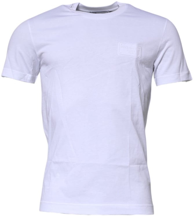Dolce & Gabbana Dolce & Gabbana White Logo Plaque Cotton Crew Neck T-shirt