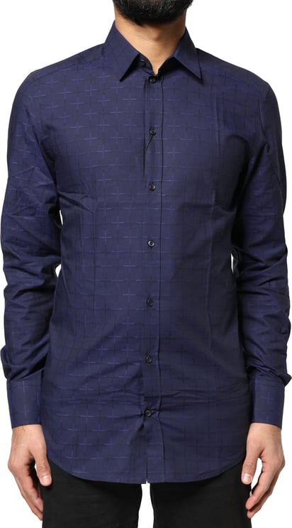 Dolce & Gabbana Dolce & Gabbana Blue Check Tartan GOLD Formal Dress Shirt
