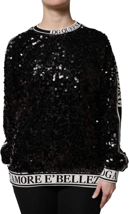 Dolce & Gabbana Dolce & Gabbana Black DG Queen Sequin Pullover Sweater