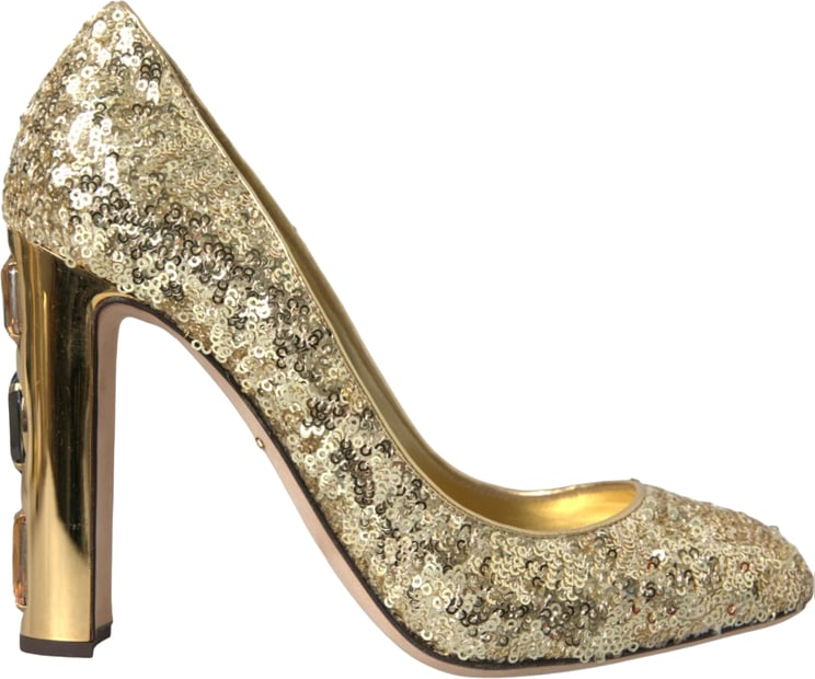Dolce & Gabbana Dolce & Gabbana Gold Sequin Crystal Heels Pumps Shoes