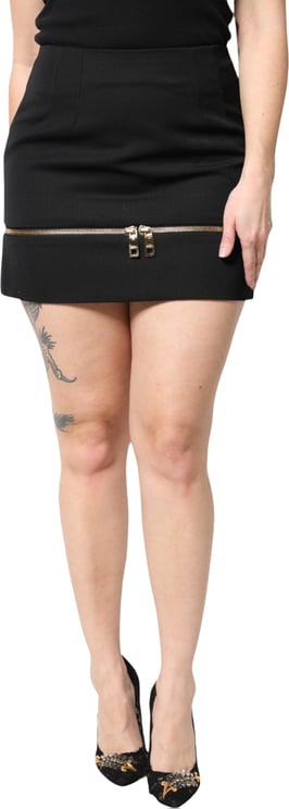 Dolce & Gabbana Dolce & Gabbana Black Virgin Wool High Waisted Mini Skirt