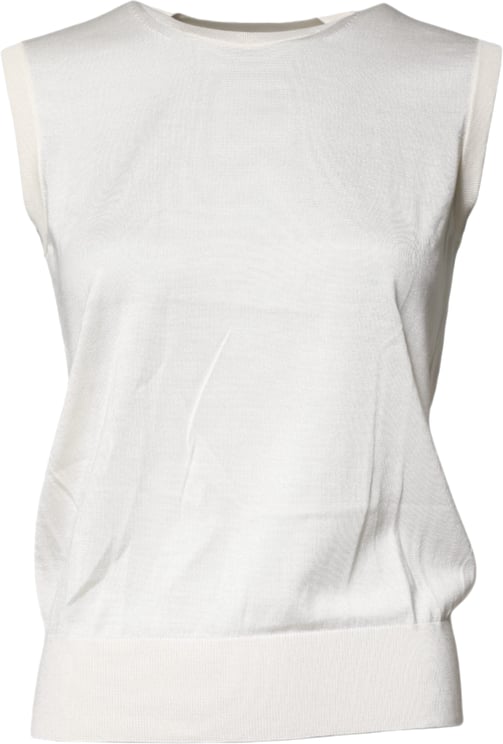 Dolce & Gabbana Dolce & Gabbana Cream Sleeveless Silk Round Neck Tank Top